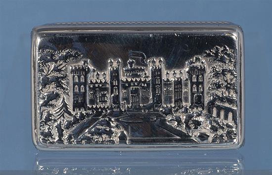 An early Victorian sterling silver castle top snuff box, Length 75mm Width 45mm Weight 2.4oz/68grms